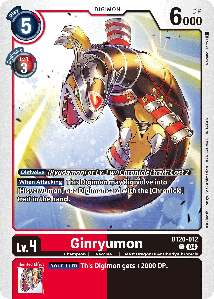 Digimon Card Game Sammelkarte BT20-012 Ginryumon