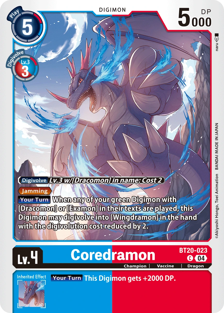 Digimon Card Game Sammelkarte BT20-023 Coredramon