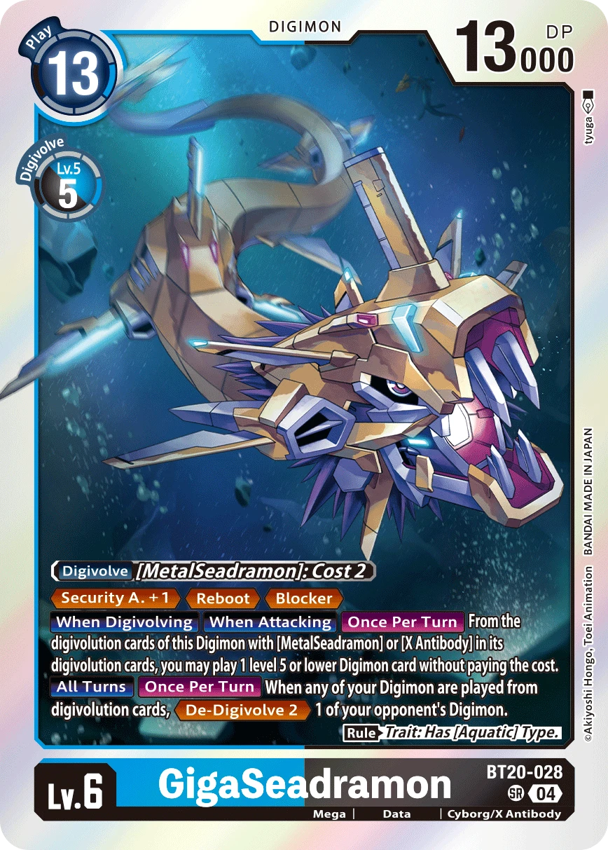 Digimon Card Game Sammelkarte BT20-028 GigaSeadramon