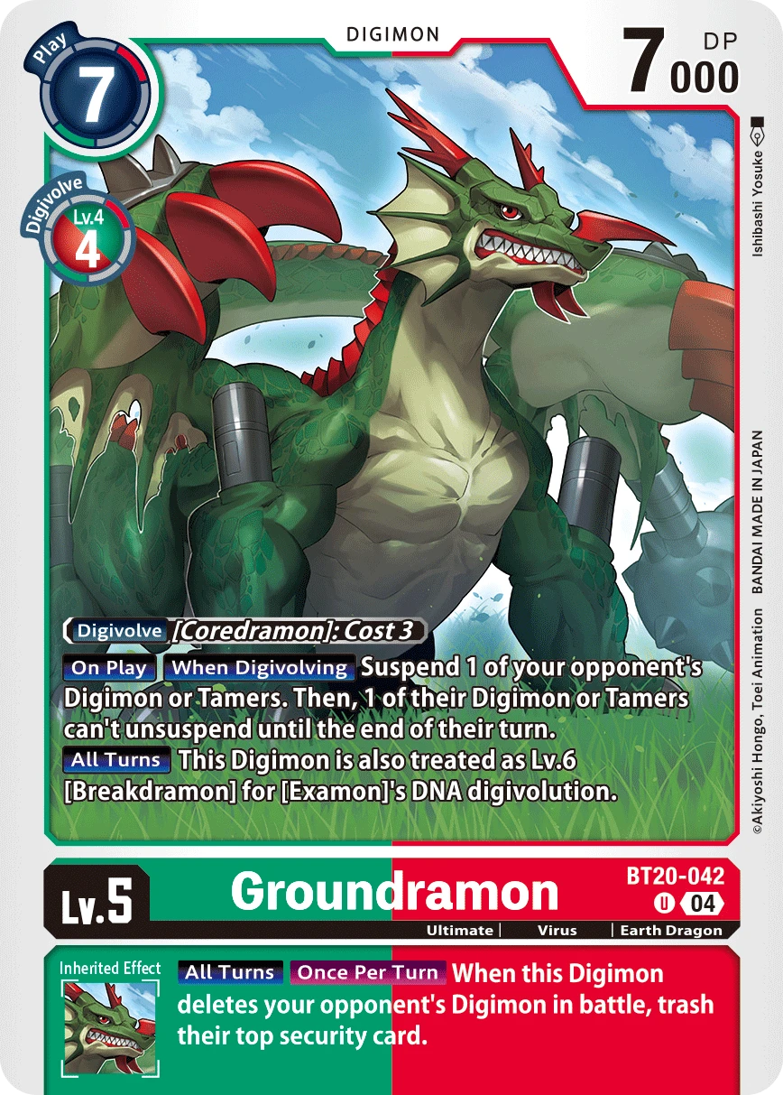 Digimon Card Game Sammelkarte BT20-042 Groundramon