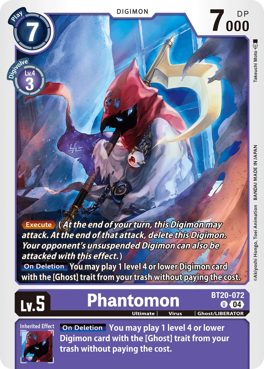 Digimon Card Game Sammelkarte BT20-072 Phantomon