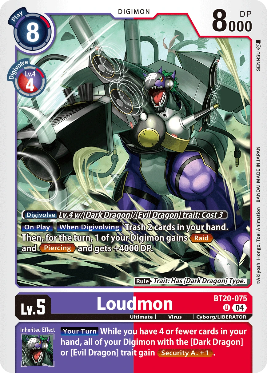 Digimon Card Game Sammelkarte BT20-075 Loudmon