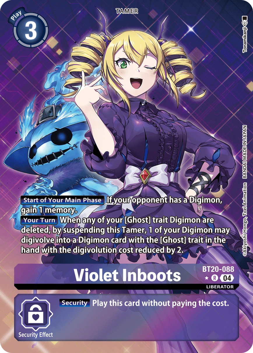 Digimon Card Game Sammelkarte BT20-088 Violet Inboots alternatives Artwork 1