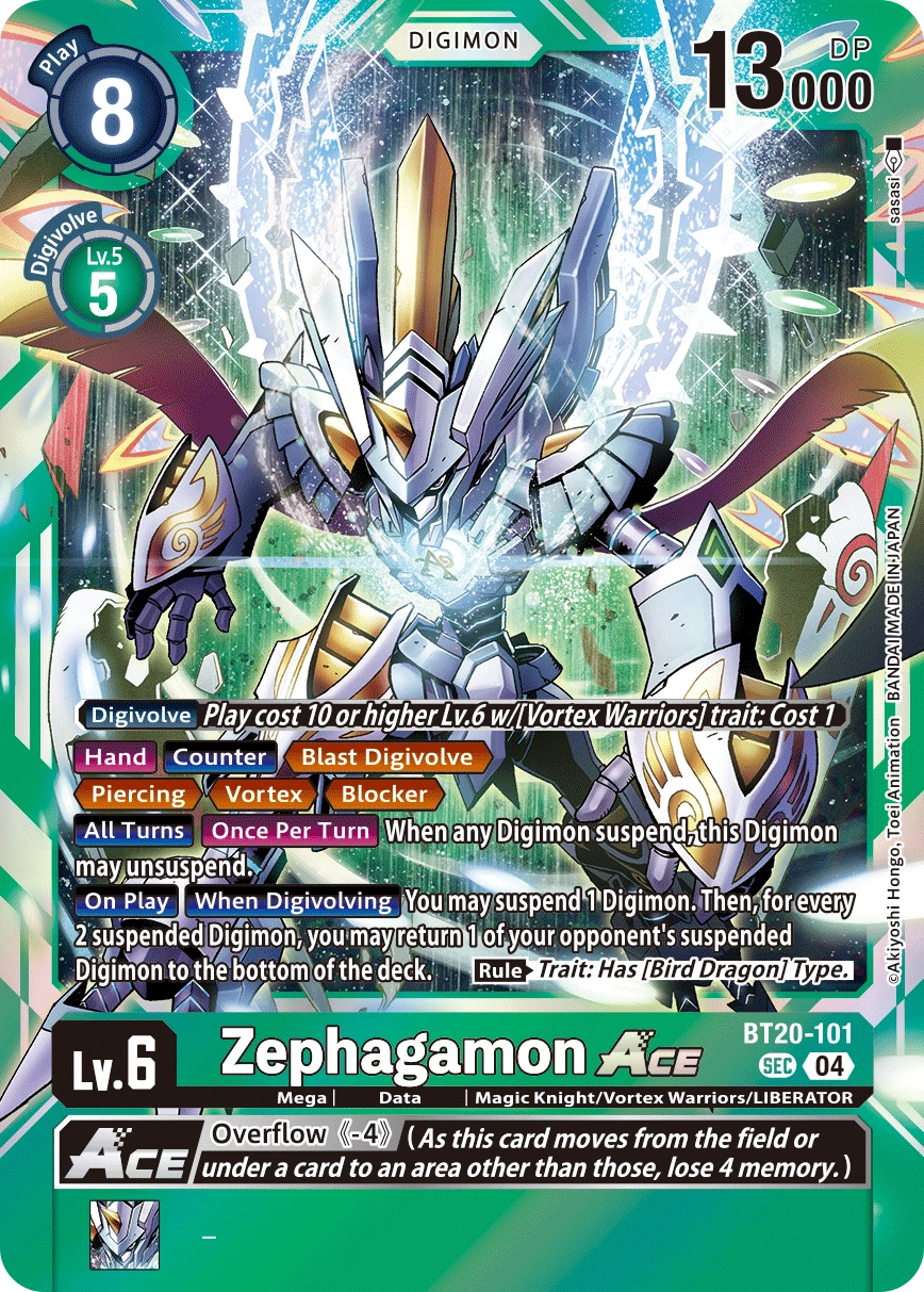 Digimon Card Game Sammelkarte BT20-101 Zephagamon ACE