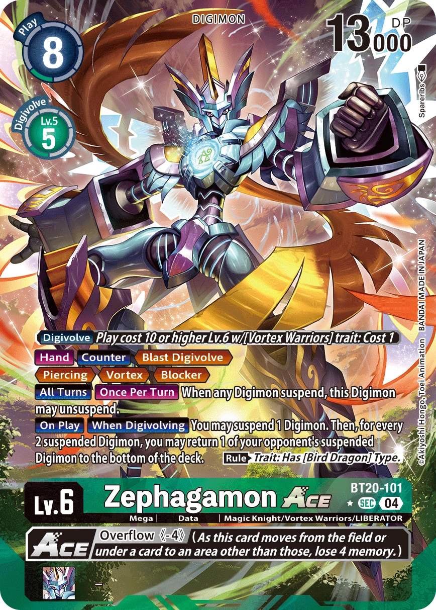 Digimon Card Game Sammelkarte BT20-101 Zephagamon ACE alternatives Artwork 1