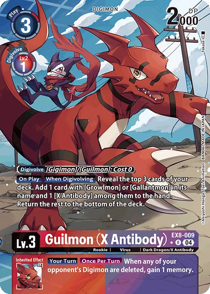 Digimon Card Game Sammelkarte EX8-009 Guilmon (X Antibody) alternatives Artwork 1