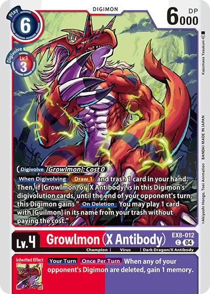 Digimon Card Game Sammelkarte EX8-012 Growlmon (X Antibody)