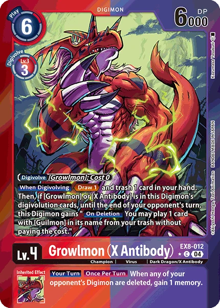 Digimon Card Game Sammelkarte EX8-012 Growlmon (X Antibody) alternatives Artwork 1