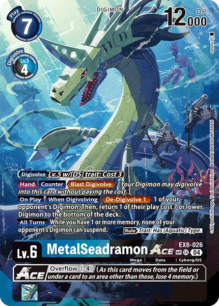 Digimon Card Game Sammelkarte EX8-026 MetalSeadramon ACE alternatives Artwork 2