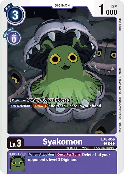 Digimon Card Game Sammelkarte EX8-056 Syakomon