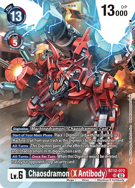 Digimon Card Game Sammelkarte BT12-072 Chaosdramon (X Antibody) alternatives Artwork 2