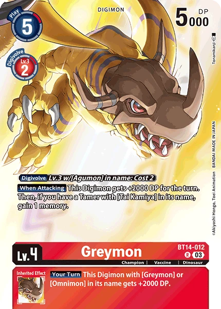 Digimon Card Game Sammelkarte BT14-012 Greymon alternatives Artwork 1