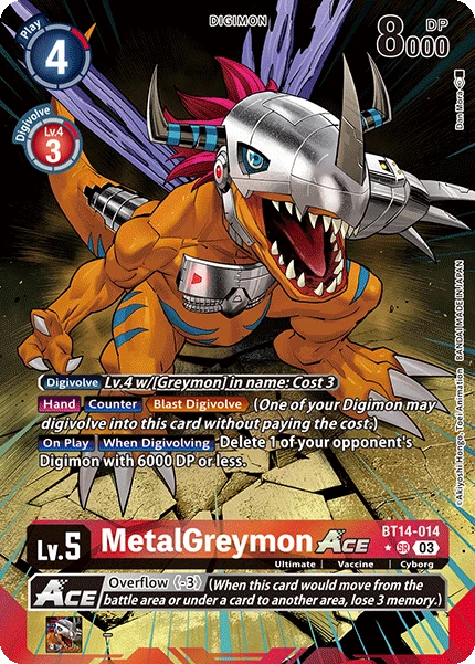 Digimon Card Game Sammelkarte BT14-014 MetalGreymon ACE alternatives Artwork 3
