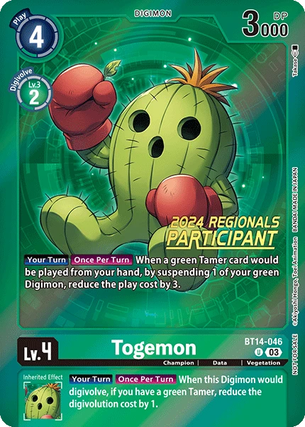 Digimon Card Game Sammelkarte BT14-046 Togemon alternatives Artwork 1