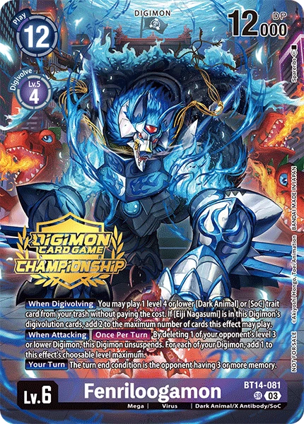 Digimon Card Game Sammelkarte BT14-081 Fenriloogamon alternatives Artwork 5