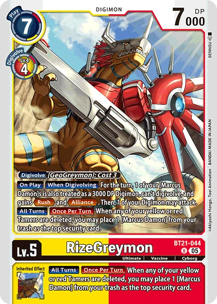 Digimon Card Game Sammelkarte BT21-044 RizeGreymon