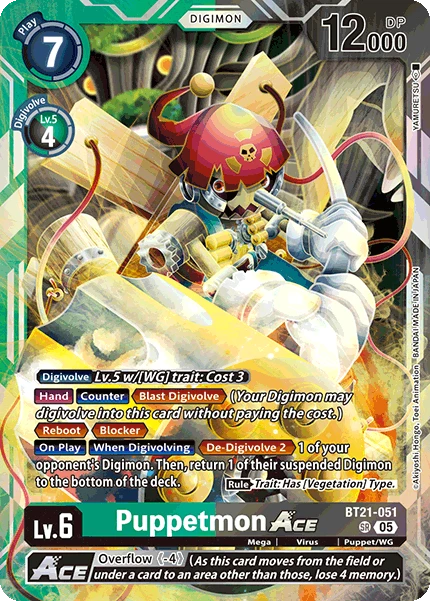 Digimon Card Game Sammelkarte BT21-051 Puppetmon ACE