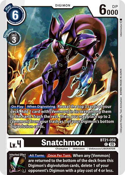 Digimon Card Game Sammelkarte BT21-058 Snatchmon