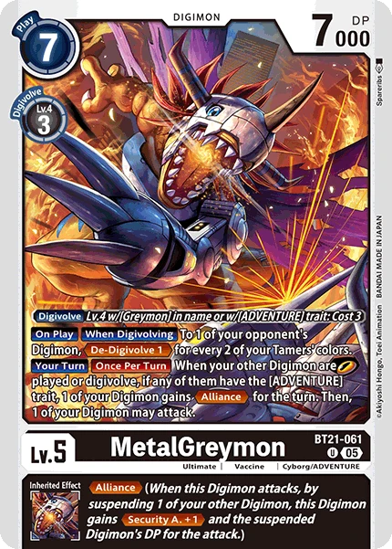 Digimon Card Game Sammelkarte BT21-061 MetalGreymon