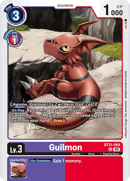Digimon Card Game Sammelkarte BT21-064 Guilmon