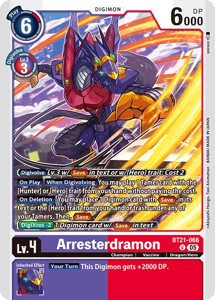 Digimon Card Game Sammelkarte BT21-066 Arresterdramon
