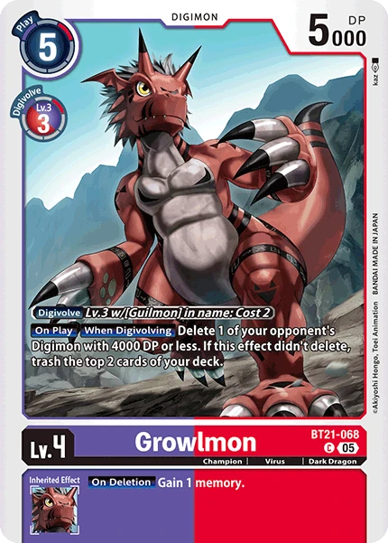 Digimon Card Game Sammelkarte BT21-068 Growlmon