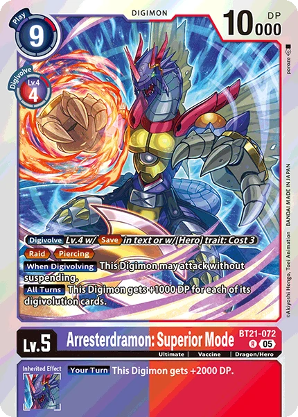 Digimon Card Game Sammelkarte BT21-072 Arresterdramon: Superior Mode