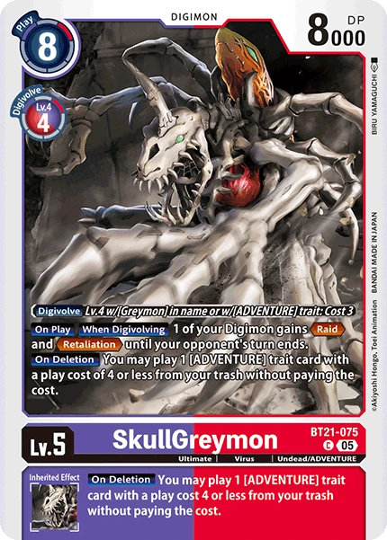 Digimon Card Game Sammelkarte BT21-075 SkullGreymon