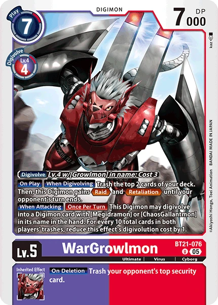 Digimon Card Game Sammelkarte BT21-076 WarGrowlmon
