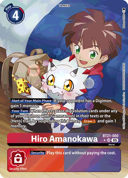 Digimon Card Game Sammelkarte BT21-080 Hiro Amanokawa alternatives Artwork 1