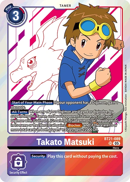 Digimon Card Game Sammelkarte BT21-089 Takato Matsuki