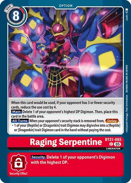 Digimon Card Game Sammelkarte BT21-093 Raging Serpentine