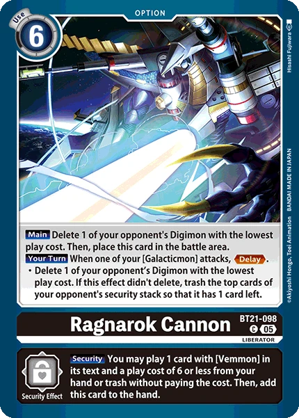 Digimon Card Game Sammelkarte BT21-098 Ragnarok Cannon