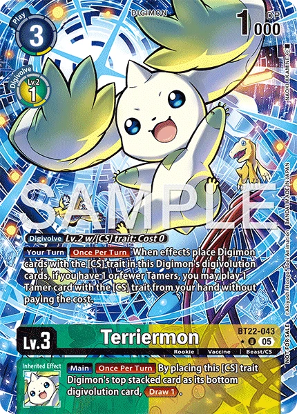 Digimon Card Game Sammelkarte BT22-043 Terriermon alternatives Artwork 1