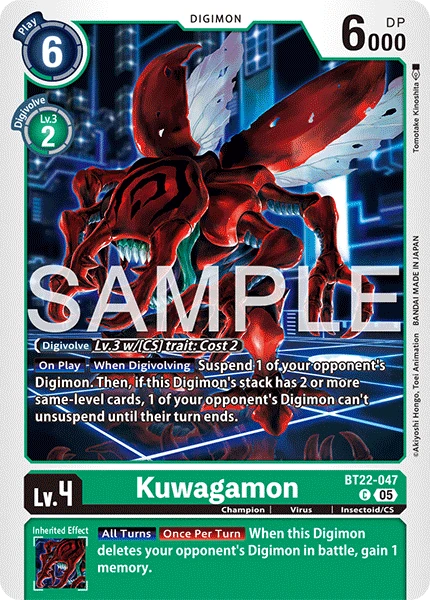 Digimon Card Game Sammelkarte BT22-047 Kuwagamon