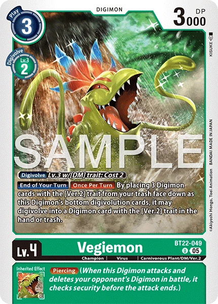 Digimon Card Game Sammelkarte BT22-049 Vegiemon