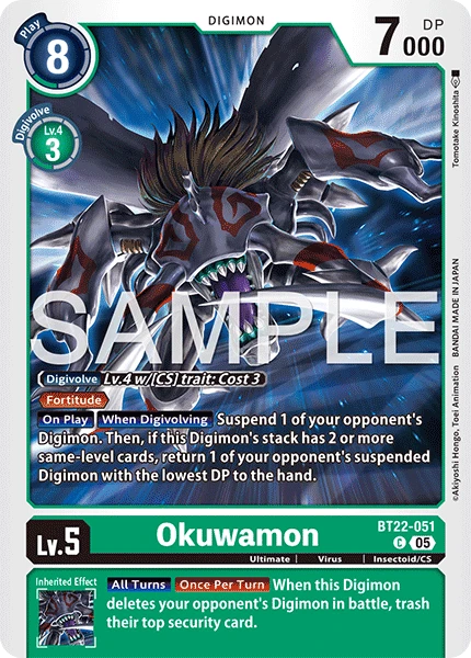 Digimon Card Game Sammelkarte BT22-051 Okuwamon