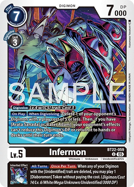 Digimon Card Game Sammelkarte BT22-059 Infermon