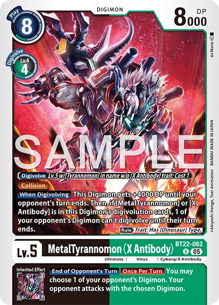 Digimon Card Game Sammelkarte BT22-062 MetalTyrannomon (X Antibody)