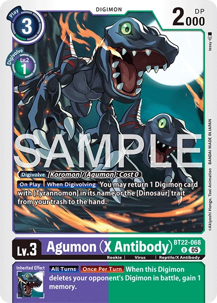 Digimon Card Game Sammelkarte BT22-068 Agumon (X Antibody)