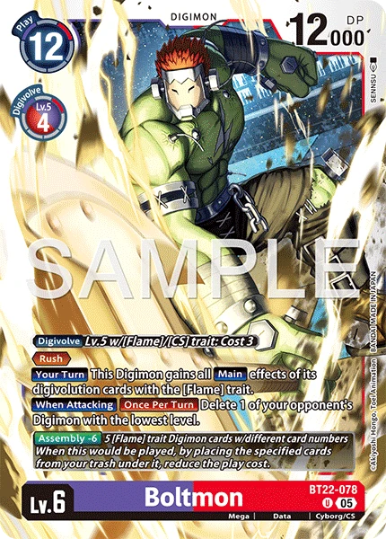 Digimon Card Game Sammelkarte BT22-078 Boltmon