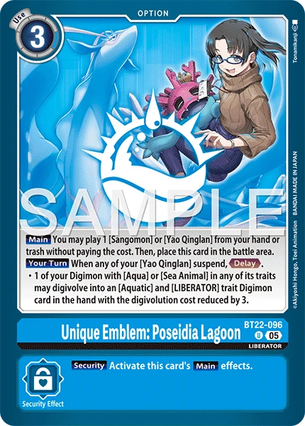 Digimon Card Game Sammelkarte BT22-096 Unique Emblem: Poseidia Lagoon