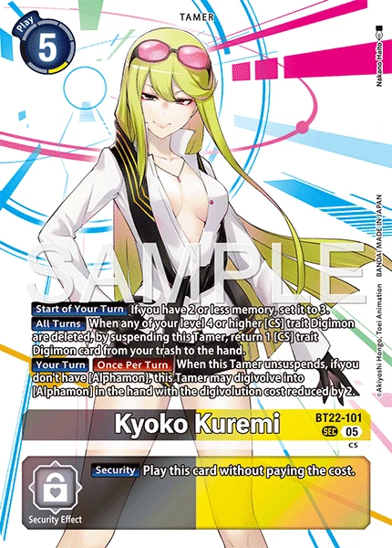 Digimon Card Game Sammelkarte BT22-101 Kyoko Kuremi