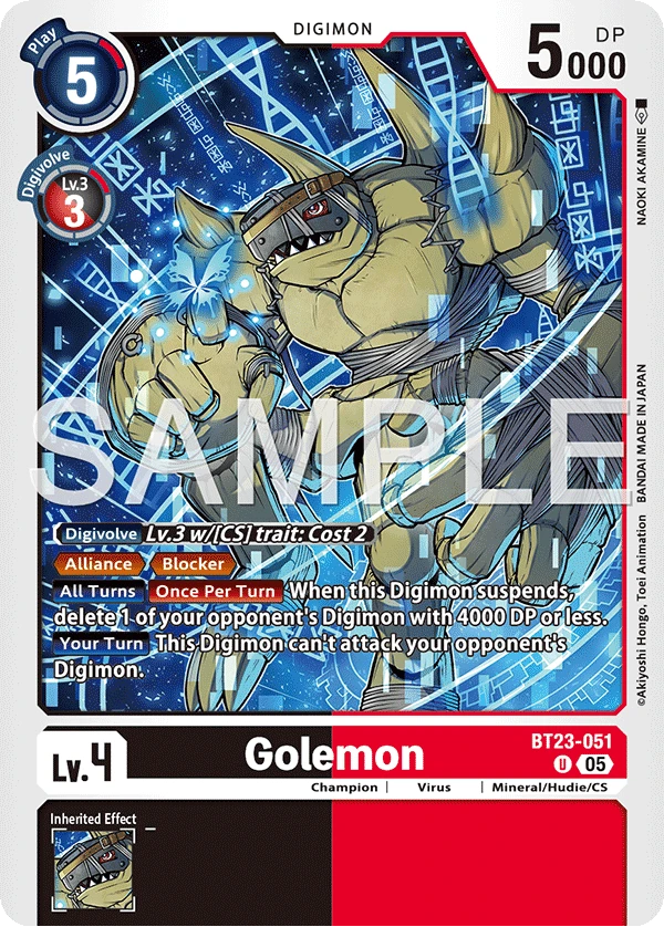 Digimon Card Game Sammelkarte BT23-051 Golemon