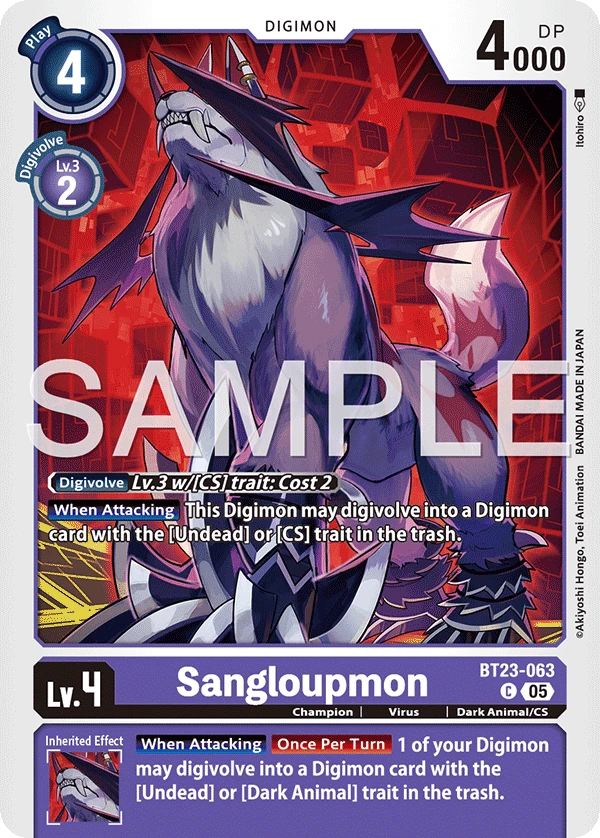 Digimon Card Game Sammelkarte BT23-063 Sangloupmon