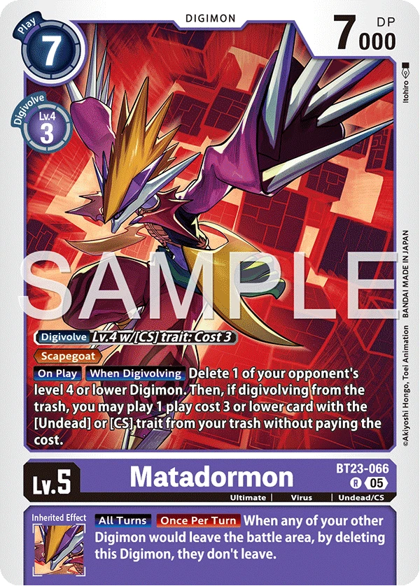 Digimon Card Game Sammelkarte BT23-066 Matadormon