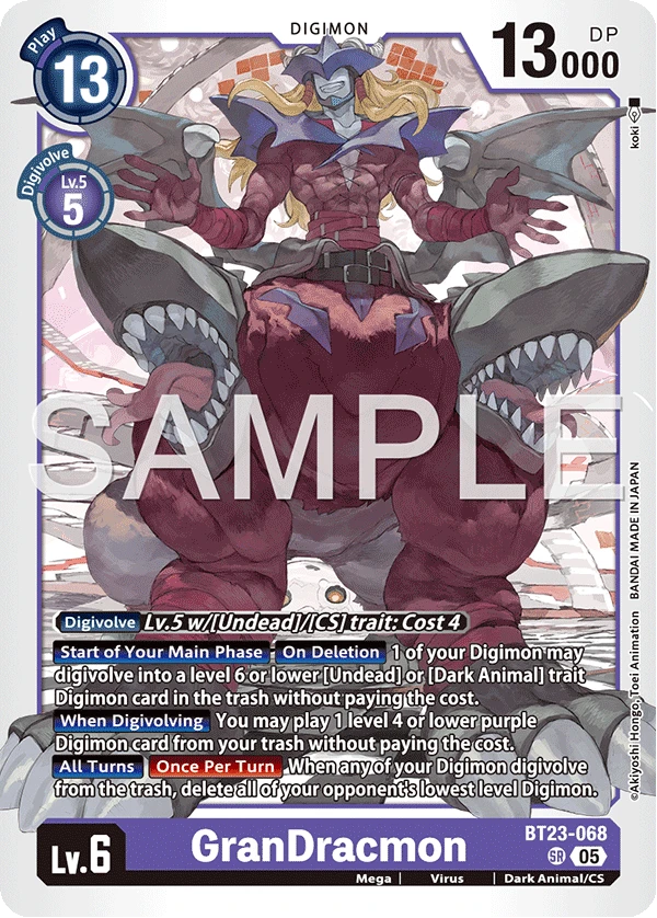 Digimon Card Game Sammelkarte BT23-068 GranDracmon
