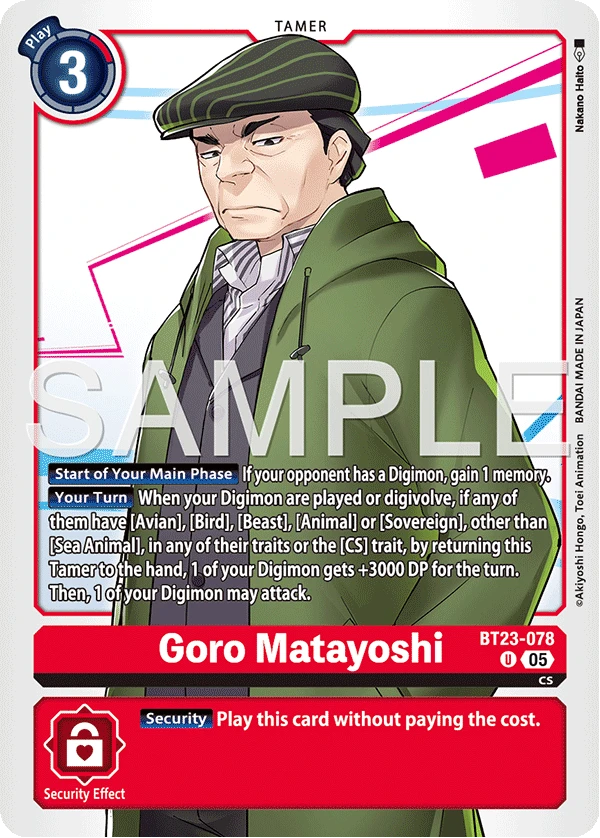 Digimon Card Game Sammelkarte BT23-078 Goro Matayoshi