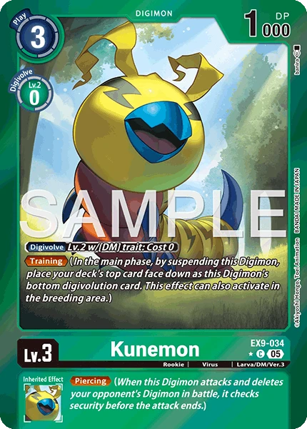 Digimon Card Game Sammelkarte EX9-034 Kunemon alternatives Artwork 1
