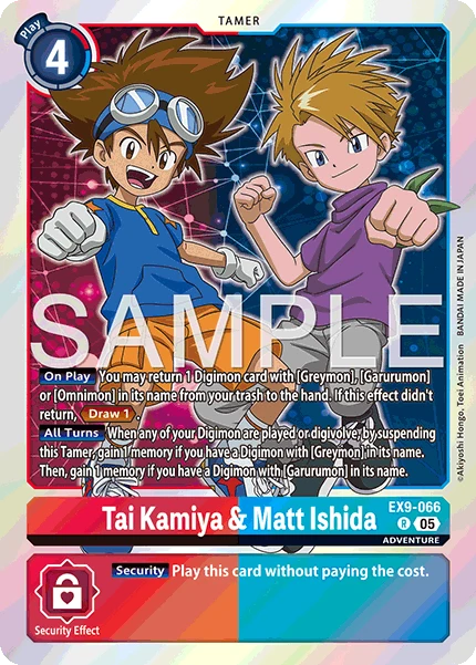 Digimon Card Game Sammelkarte EX9-066 Tai Kamiya & Matt Ishida
